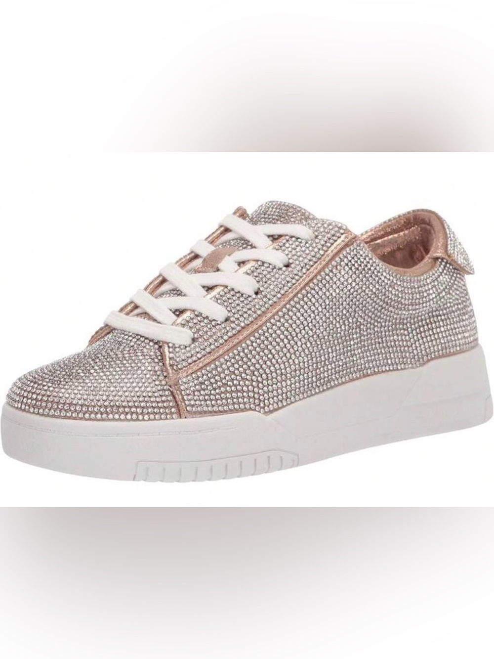 Jessica Simpson Silesta Casual Rose Gold Crystal Lace-Up Sneakers - Size 7